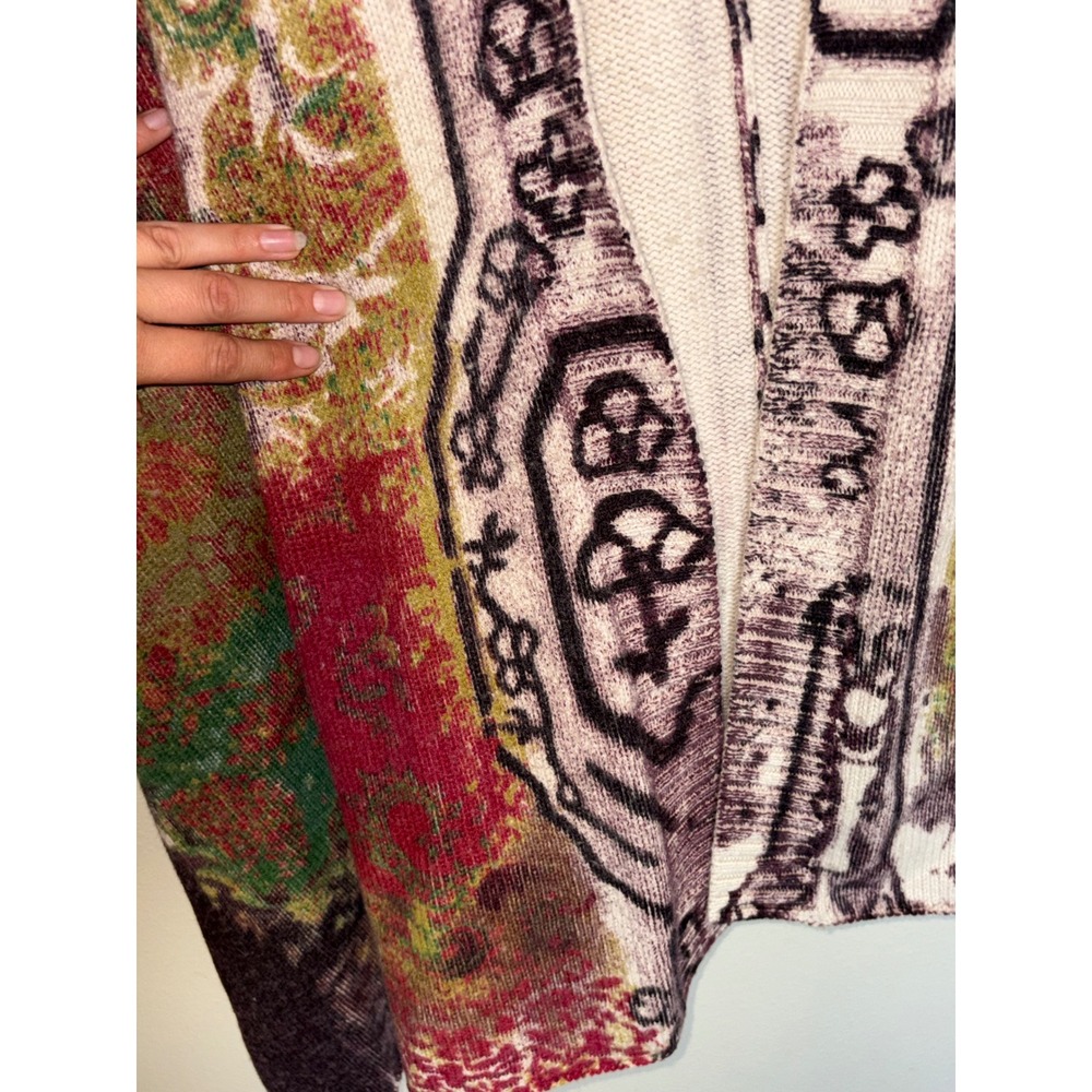 Soft Surroundings Oversized Knit Poncho Wrap Abstract Paisley Print Shawl - Picture 9 of 15